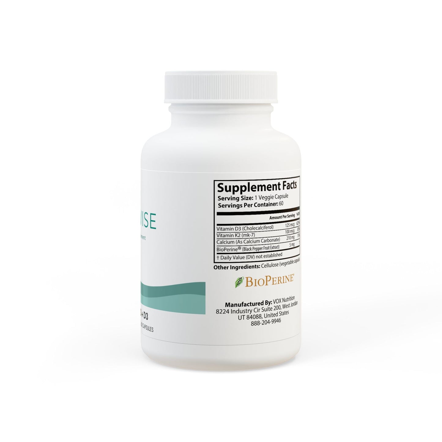 Vitamin K2 + D3 Supplement (60 Capsules)