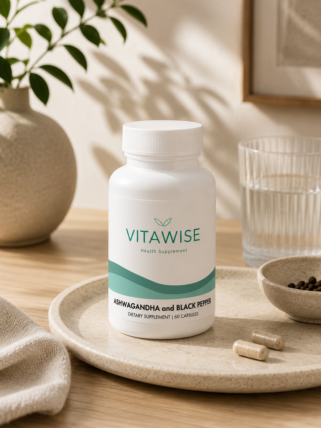 Ashwagandha and Black Pepper Supplement (60 capsules)